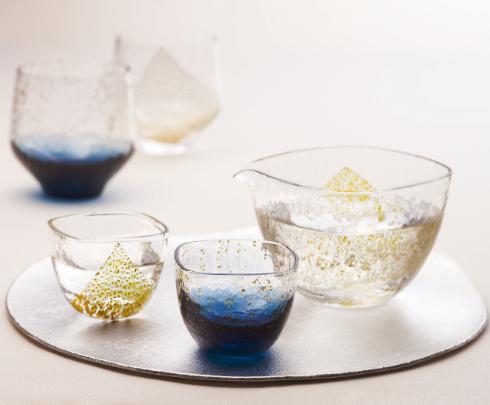 【江戶硝子八千代窯金箔清酒杯】