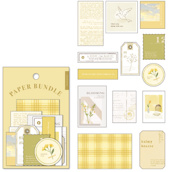 【Mind Wave "Paper Bundle" ~ Stickers】(Yellow Tone)