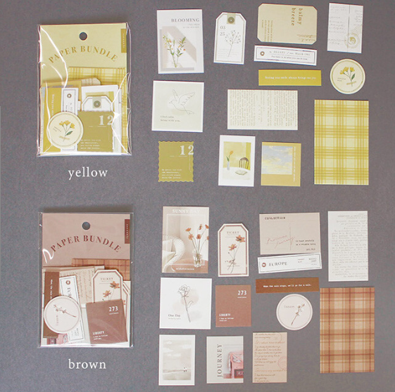 【Mind Wave "Paper Bundle" ~ Stickers】(Yellow Tone)