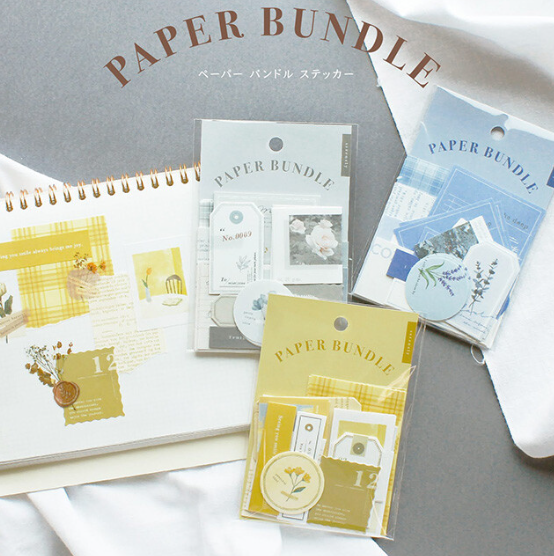 【Mind Wave "Paper Bundle" ~ Stickers】(Yellow Tone)
