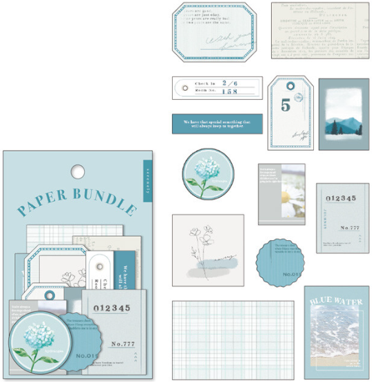 【Mind Wave "Paper Bundle" ~ Stickers】(Blue Tone)