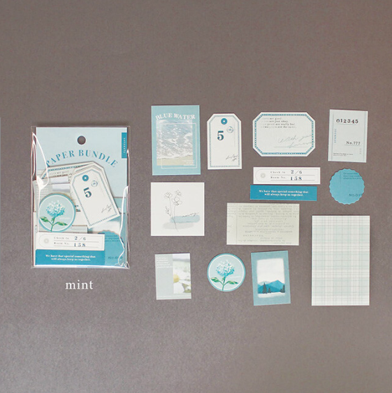 【Mind Wave "Paper Bundle" ~ Stickers】(Blue Tone)